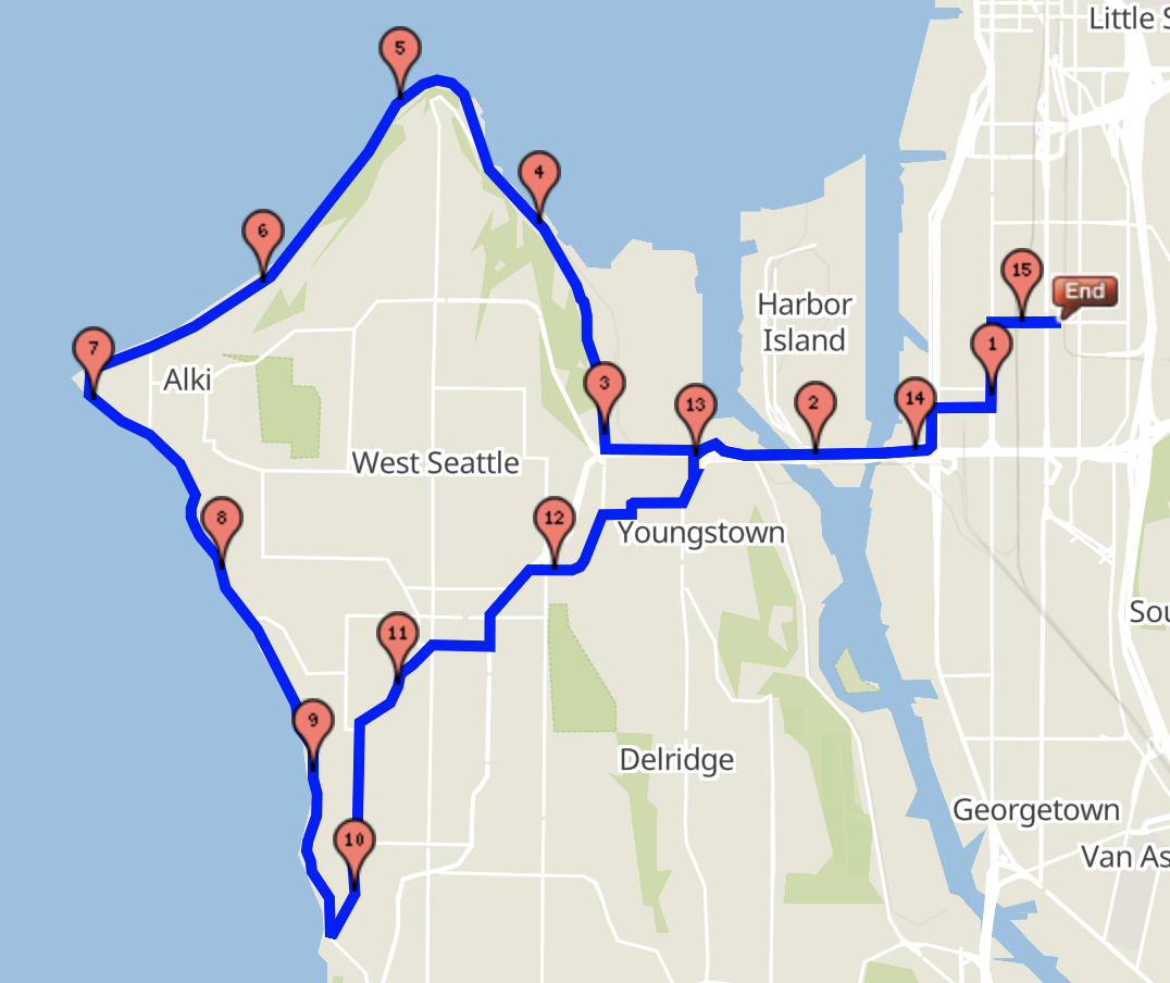 West Seattle 15 mile route