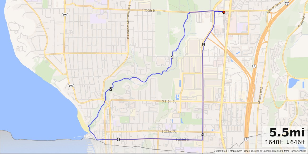 Angle Lake, Des Moines Beach Loop map