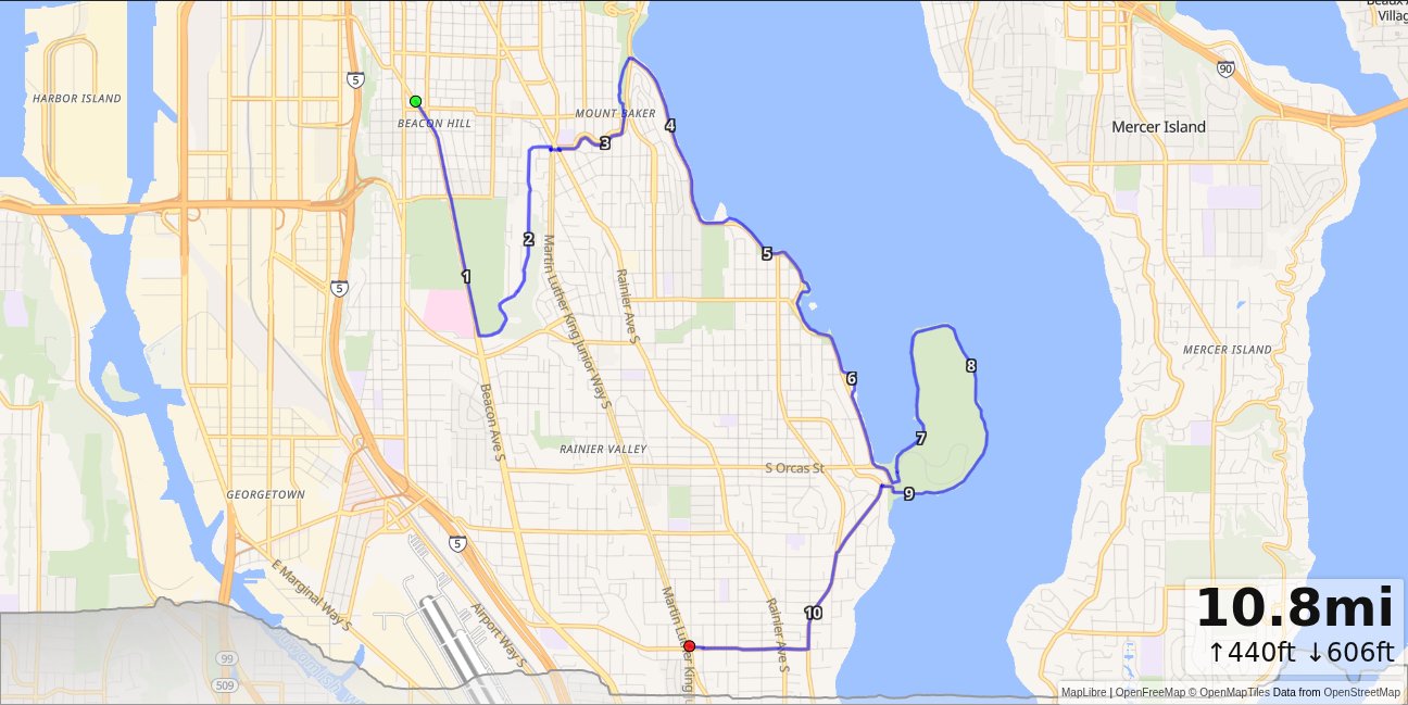 Beacon Hill, Cheasty Blvd, LWB, Seward Lap, Othello Station map