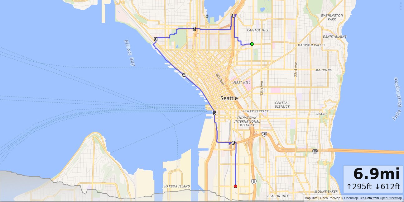 Cap Hill, Seattle Center, Elliot Bay Trail, SODO map