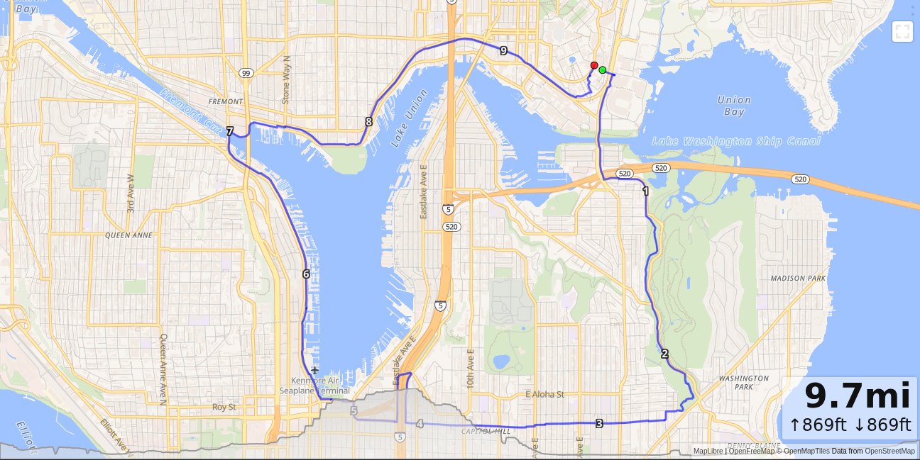 CSE, Arboretum, Mercer, Westlake, Burke Loop map