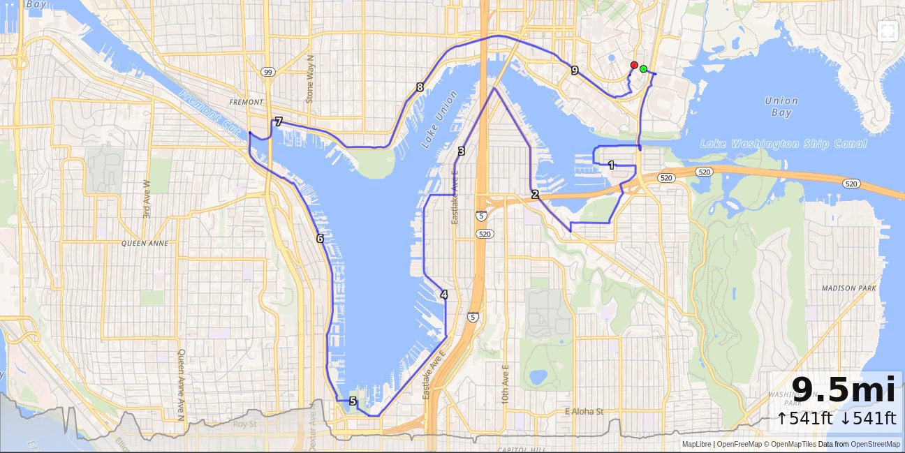 CSE, Portage Bay, Lake Union Loop map