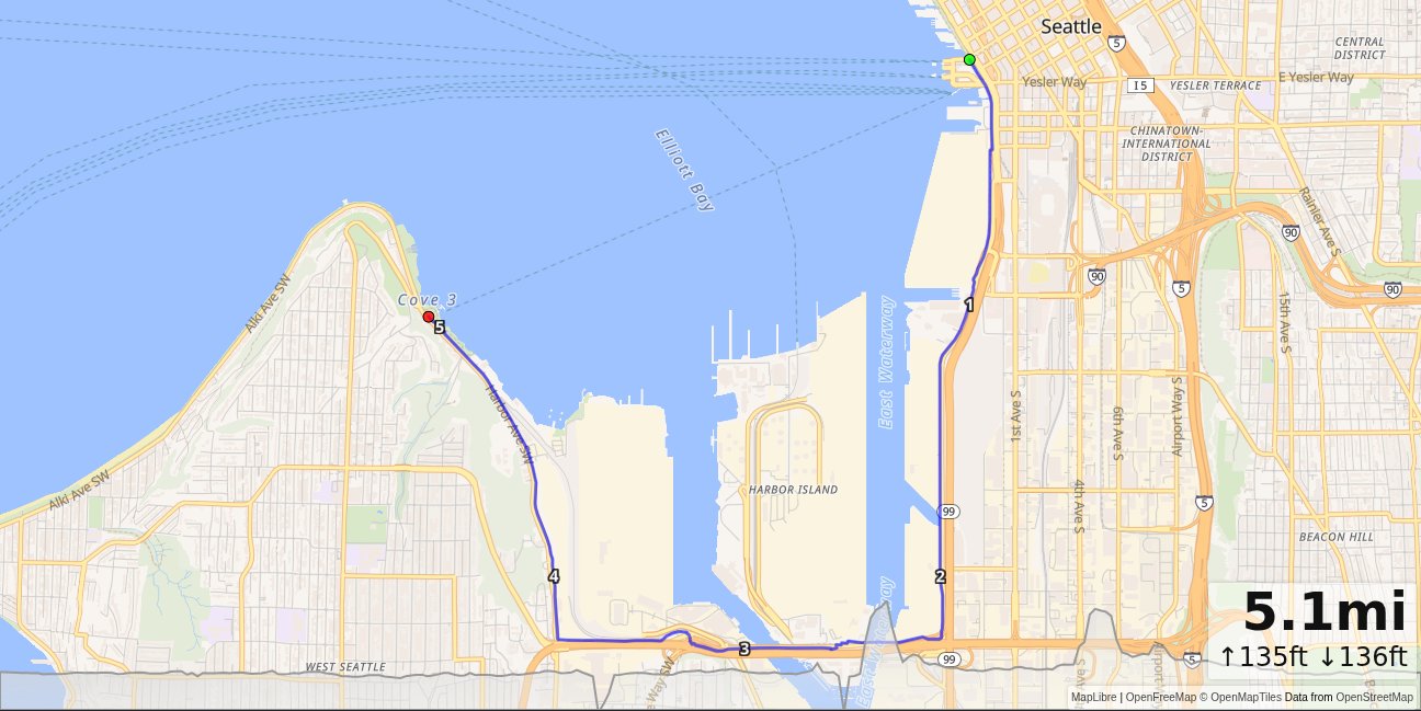 Ferry Terminal, Cranes, West Seattle Water Taxi map
