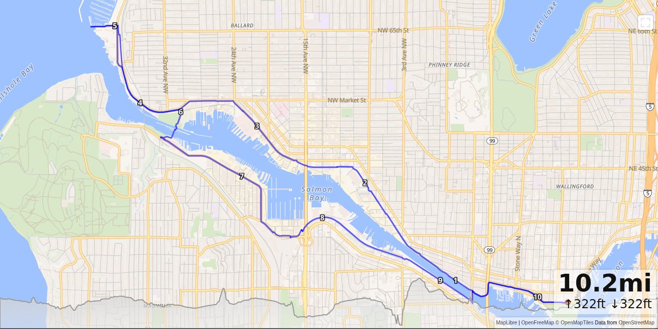Gas Works, Kotkins Pier, Salmon Bay Loop map