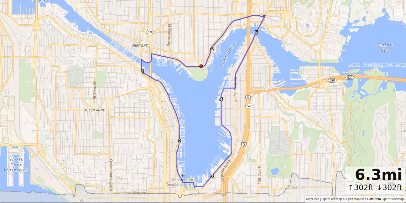 Gas Works, Lake Union Loop map