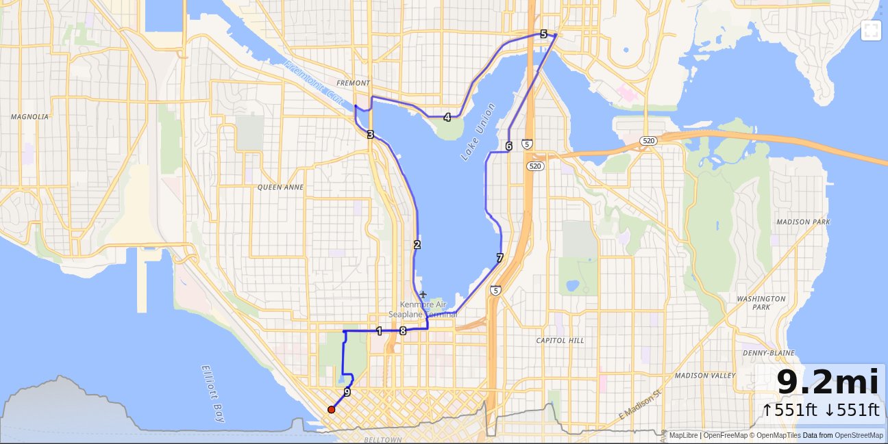 Paccar Pavilion, Seattle Center, Lake Union Loop map
