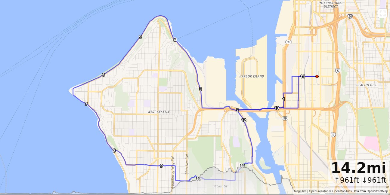SODO, Alki, Beach Drive, Puget Park Loop map