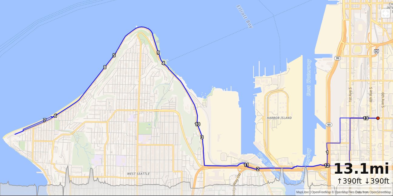 OB: SODO, Alki Beach Half map