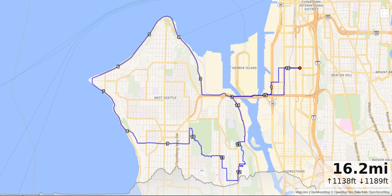 SODO, Alki, Camp Long, Chinese Garden Loop map