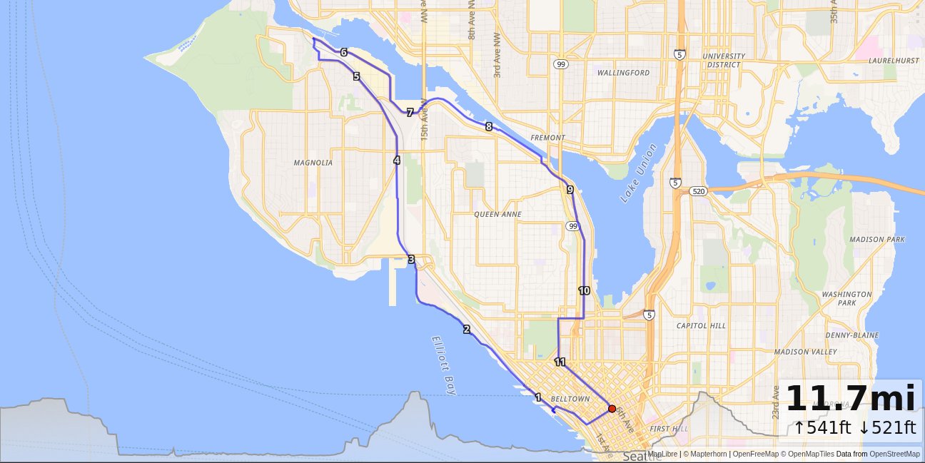 Westlake, Elliot Bay, Tracks, Ship Canal, Dexter Loop map